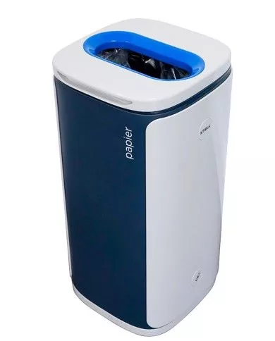 Poubelle de tri - design WASTEE 60L - PAPIER - Bleu - gestion des déchets en entreprise, meuble de tri durable, mobilier de tri