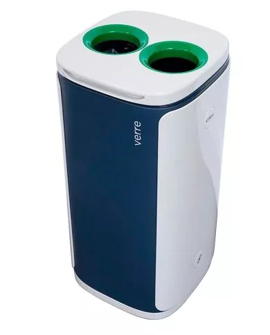 Poubelle de tri - design WASTEE 30L - VERRE - Vert - poubelle de tri sélectif, conteneur de recyclage, bac de tri design