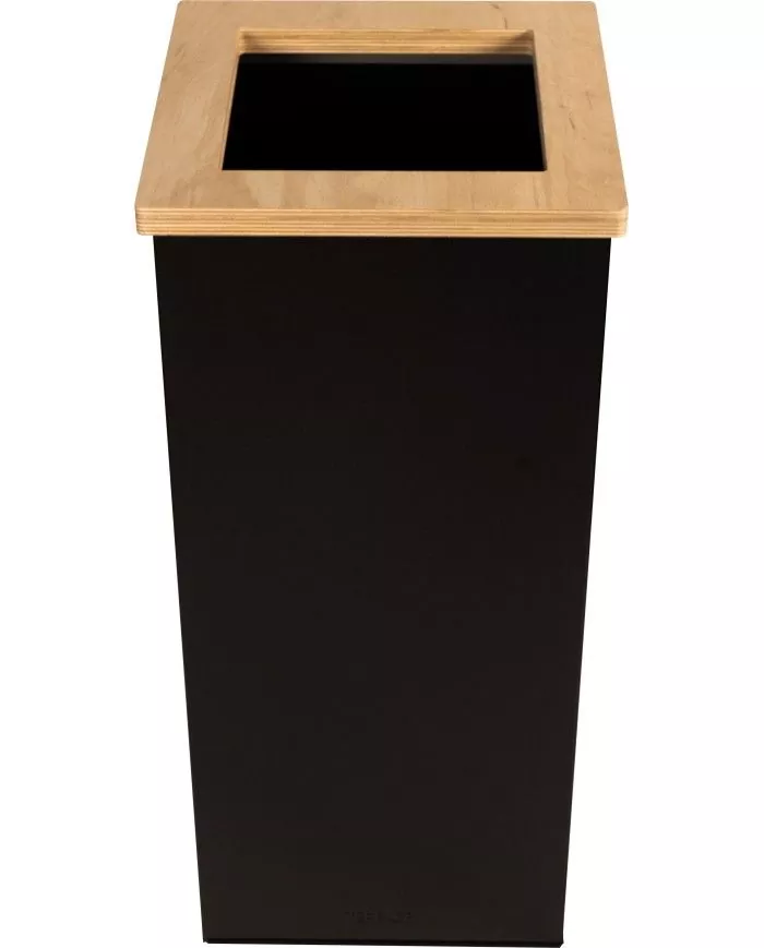 Poubelle de tri - design TERAWOOD 65L - Corps Gris manganèse - poubelle de tri sélectif, meuble de tri durable, station de tri