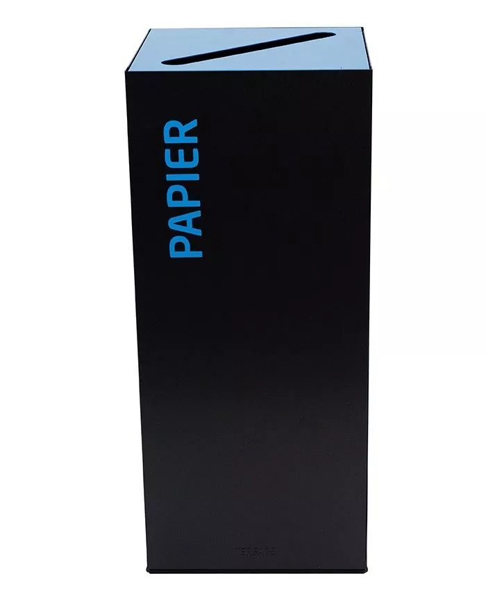 Poubelle de tri - design TERAFLEX 65L - BLEU PAPIER - Corps Gris Manganèse - Marquage sérigraphie - mobilier de tri écologique, Poubelle de tri - design TERAFLEX 65L - BLEU PAPIER - Corps Gris Manganèse - Marquage sérigraphie - mobilier de tri écologique,