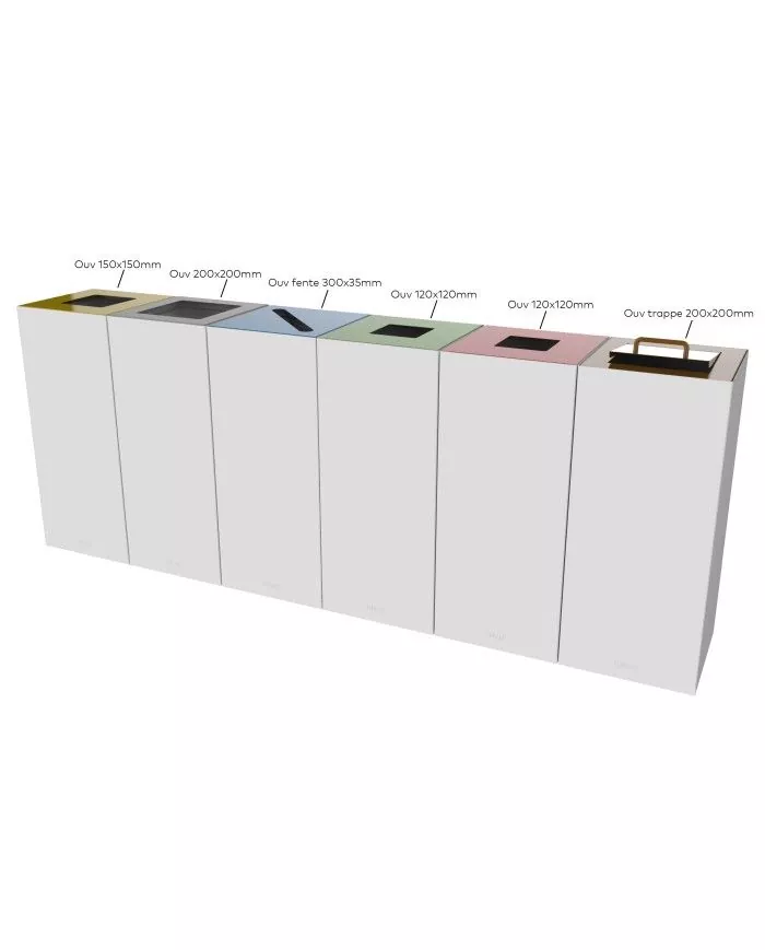 Poubelle de tri - design TERAFLEX 65L - VERT VERRE - Corps Blanc - Marquage sérigraphie - corbeille recyclage bureau, mobilier