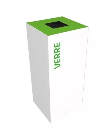 Poubelle de tri - design TERAFLEX 65L - VERT VERRE - Corps Blanc - Marquage sérigraphie - poubelle de tri sélectif, gestion des
