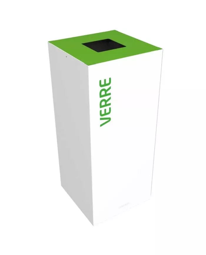 Poubelle de tri - design TERAFLEX 65L - VERT VERRE - Corps Blanc - Marquage sérigraphie - poubelle de tri sélectif, gestion des