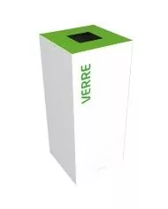 Poubelle de tri - design TERAFLEX 65L - VERT VERRE - Corps Blanc - Marquage sérigraphie - poubelle de tri sélectif, gestion des