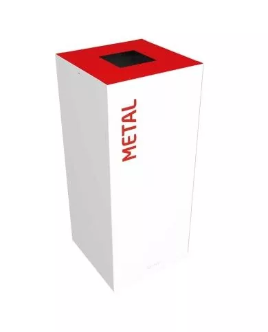 Poubelle de tri - design TERAFLEX 65L - ROUGE METAL - Corps Blanc - Marquage sérigraphie - mobilier de tri écologique, bac de