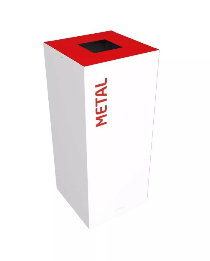 Poubelle de tri - design TERAFLEX 65L - ROUGE METAL - Corps Blanc - Marquage sérigraphie - mobilier de tri écologique, bac de Poubelle de tri - design TERAFLEX 65L - ROUGE METAL - Corps Blanc - Marquage sérigraphie - mobilier de tri écologique, bac de