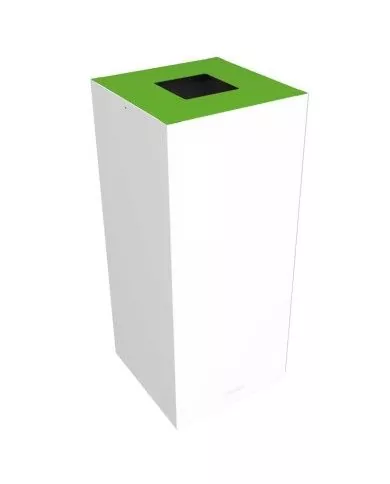 Poubelle tri sélectif design TERAFLEX 65L - VERT VERRE - Corps Blanc - Sans Marquage