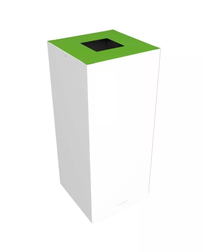 Poubelle de tri - design TERAFLEX 65L - VERT VERRE - Corps Blanc - Sans Marquage - recyclage déchets triés, mobilier de tri