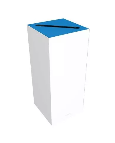 Poubelle tri sélectif design TERAFLEX 65L - BLEU PAPIER - Corps Blanc - Sans Marquage
