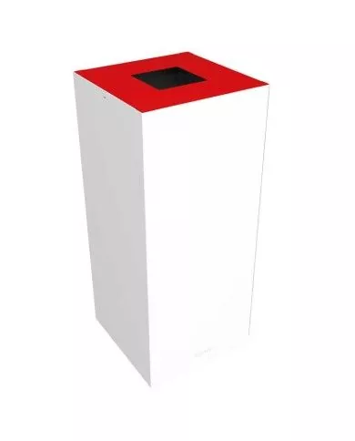Poubelle de tri - design TERAFLEX 65L - ROUGE METAL - Corps Blanc - Sans marquage - corbeille recyclage bureau, meuble de tri