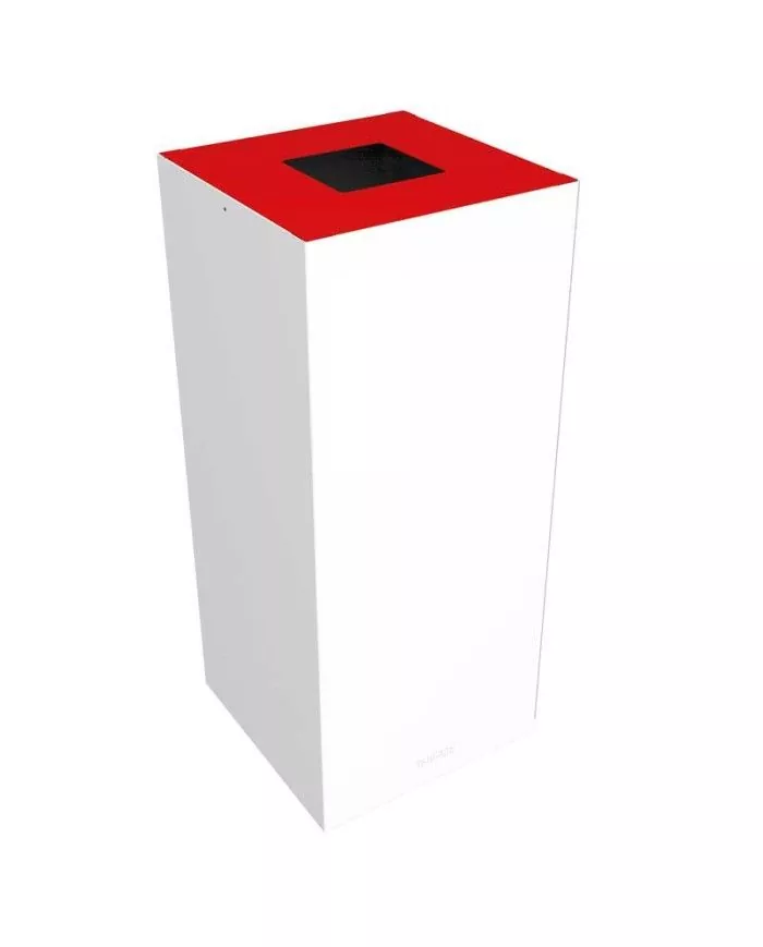 Poubelle de tri - design TERAFLEX 65L - ROUGE METAL - Corps Blanc - Sans marquage - corbeille recyclage bureau, meuble de tri