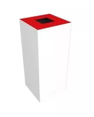 Poubelle de tri - design TERAFLEX 65L - ROUGE METAL - Corps Blanc - Sans marquage - corbeille recyclage bureau, meuble de tri