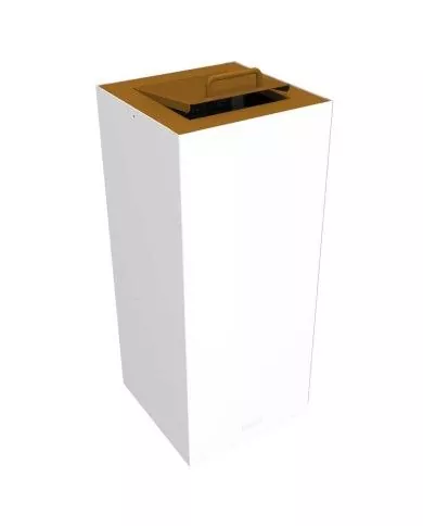 Poubelle de tri - design TERAFLEX 65L - MARRON BIODECHETS - Corps Blanc - Sans marquage - gestion des déchets en entreprise,