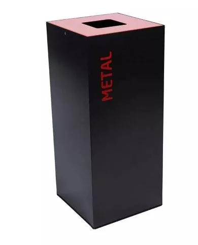 Poubelle de tri - design TERAFLEX 65L - ROUGE METAL - Corps Gris Manganèse - Marquage sérigraphie - conteneur de recyclage,