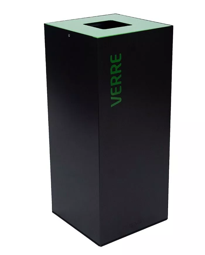 Poubelle de tri - design TERAFLEX 65L - VERT VERRE - Corps Gris Manganèse - Marquage sérigraphie - corbeille recyclage bureau, Poubelle de tri - design TERAFLEX 65L - VERT VERRE - Corps Gris Manganèse - Marquage sérigraphie - corbeille recyclage bureau,