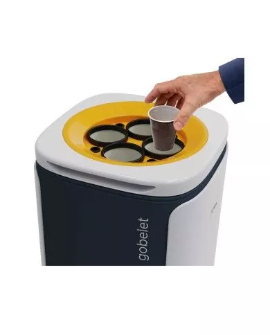 Poubelle de tri - design WASTEE 60L - GOBELETS - Jaune - meuble de tri durable, recyclage déchets triés, poubelle compartimentée Poubelle de tri - design WASTEE 60L - GOBELETS - Jaune - meuble de tri durable, recyclage déchets triés, poubelle compartimentée