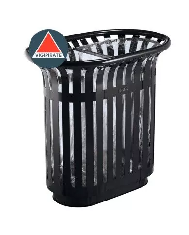 Poubelle de tri - TERALIP 2 x 60 L - Gris manganèse - Extérieur - poubelle de tri sélectif, bac de tri design, mobilier de tri