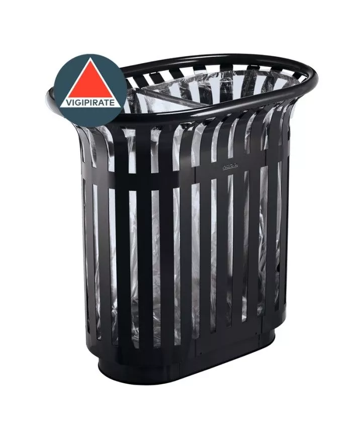 Poubelle de tri - TERALIP 2 x 60 L - Gris manganèse - Extérieur - poubelle de tri sélectif, bac de tri design, mobilier de tri