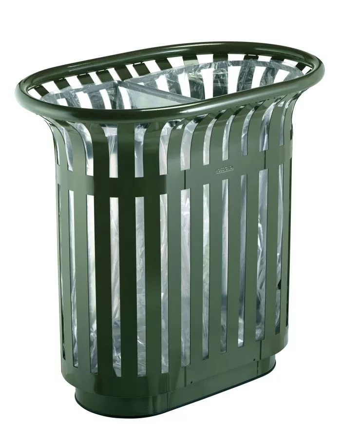 Poubelle de tri - TERALIP 2 x 60 L - Vert Olive - Extérieur - bac de tri design, corbeille recyclage bureau, poubelle de tri
