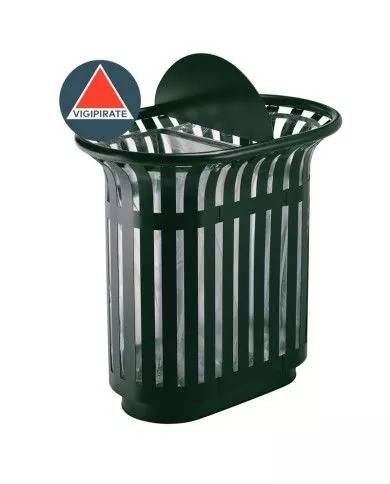 Poubelle de tri - TERALIP 2 x 60 L - Avec Totem - Vert Mousse - Extérieur - bac de tri design, station de tri moderne, meuble