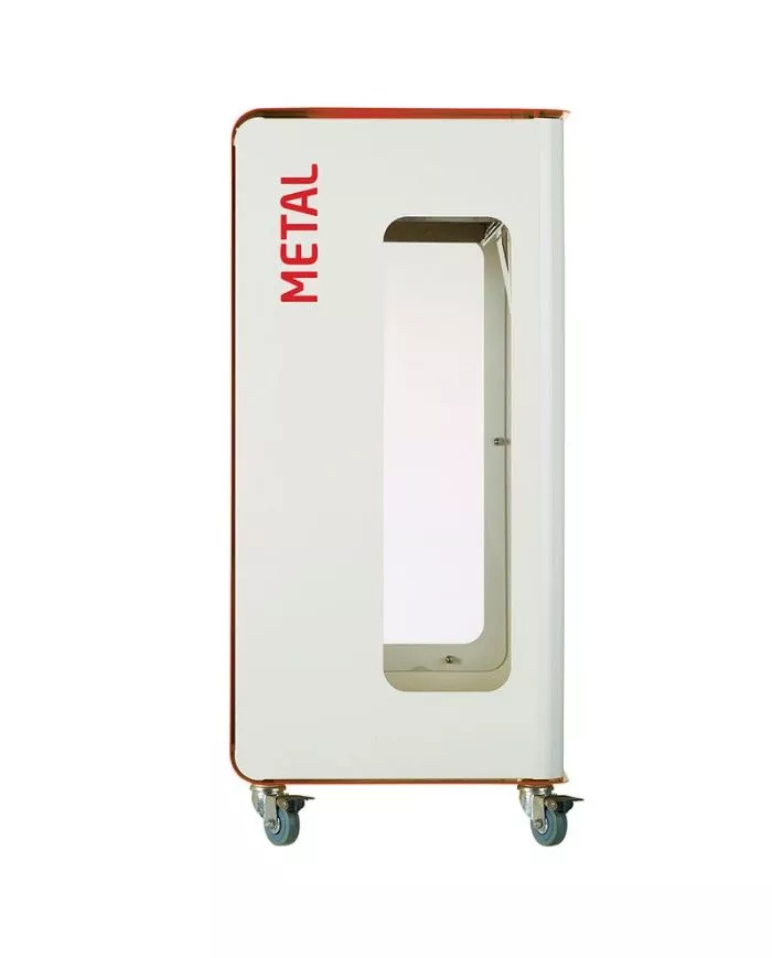 Poubelle de tri - de TERACUB VIGIPIRATE 90L - ROUGE METAL - Corps Blanc - gestion des déchets en entreprise, conteneur de