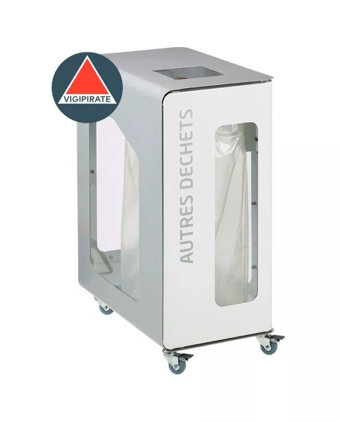 Poubelle de tri - de TERACUB VIGIPIRATE 90L - GRIS AUTRES DECHETS - Corps Blanc - corbeille recyclage bureau, bac de tri