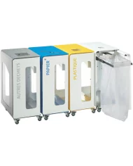 Poubelle de tri - de TERACUB VIGIPIRATE 90L - BLEU PAPIER - Corps Blanc - meuble de tri durable, solution tri sélectif,