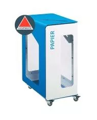 Poubelle de tri - de TERACUB VIGIPIRATE 90L - BLEU PAPIER - Corps Blanc - recyclage déchets triés, bac de tri design, poubelle