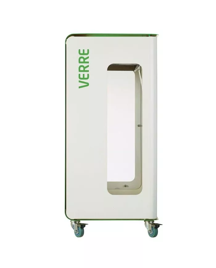 Poubelle de tri - de TERACUB VIGIPIRATE 90L - VERT VERRE - Corps Blanc - station de tri moderne, recyclage déchets triés,
