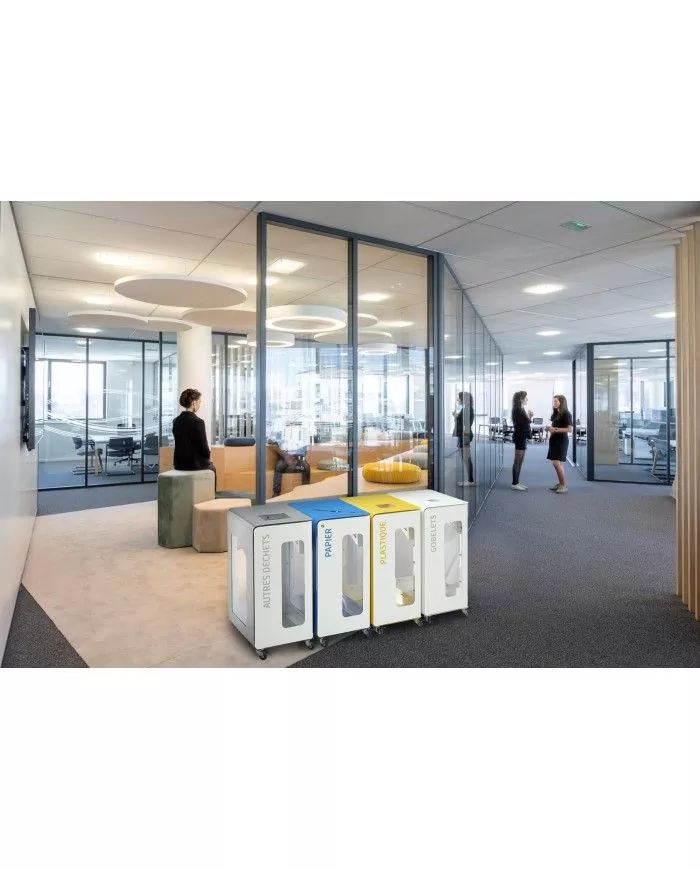 Poubelle de tri - de TERACUB VIGIPIRATE 90L - BLANC GOBELETS - Corps Blanc - mobilier de tri écologique, meuble de tri durable,