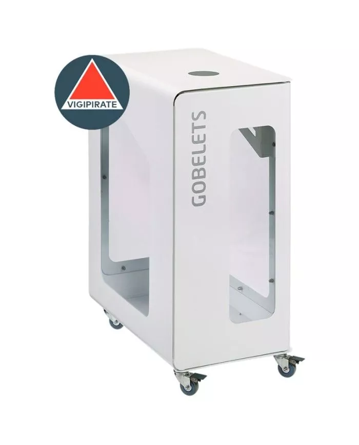 Poubelle de tri - de TERACUB VIGIPIRATE 90L - BLANC GOBELETS - Corps Blanc - meuble de tri durable, gestion des déchets en