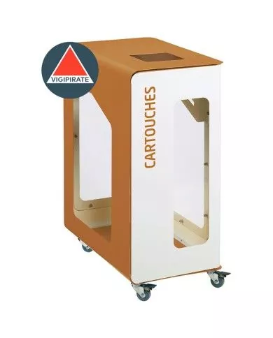 Poubelle de tri sélectif TERACUB VIGIPIRATE 90L - MARRON CARTOUCHES - Corps Blanc