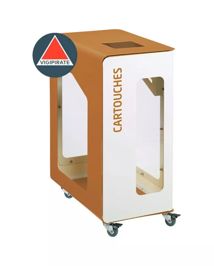 Poubelle de tri - de TERACUB VIGIPIRATE 90L - MARRON CARTOUCHES - Corps Blanc - gestion des déchets en entreprise, station de Poubelle de tri - de TERACUB VIGIPIRATE 90L - MARRON CARTOUCHES - Corps Blanc - gestion des déchets en entreprise, station de