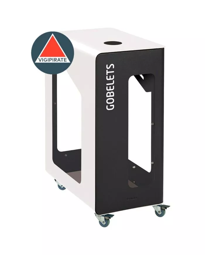 Poubelle de tri - de TERACUB VIGIPIRATE 90L - BLANC GOBELETS - Corps Gris Manganèse - bac de tri design, corbeille recyclage Poubelle de tri - de TERACUB VIGIPIRATE 90L - BLANC GOBELETS - Corps Gris Manganèse - bac de tri design, corbeille recyclage