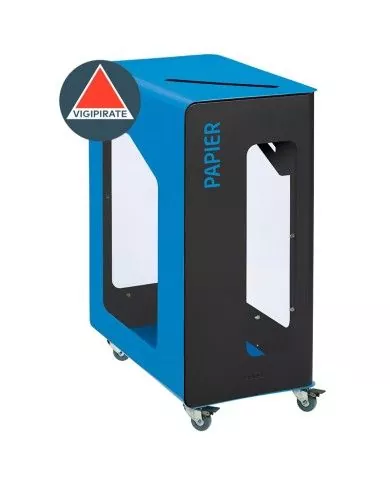 Poubelle de tri sélectif TERACUB VIGIPIRATE 90L - BLEU PAPIER - Corps Gris Manganèse