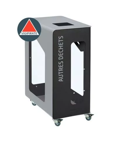 Poubelle de tri sélectif TERACUB VIGIPIRATE 90L - GRIS AUTRES DECHETS - Corps Gris Manganèse