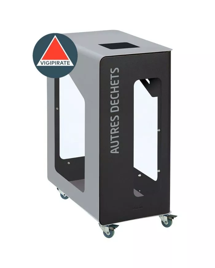 Poubelle de tri - de TERACUB VIGIPIRATE 90L - GRIS AUTRES DECHETS - Corps Gris Manganèse - poubelle compartimentée, station de Poubelle de tri - de TERACUB VIGIPIRATE 90L - GRIS AUTRES DECHETS - Corps Gris Manganèse - poubelle compartimentée, station de