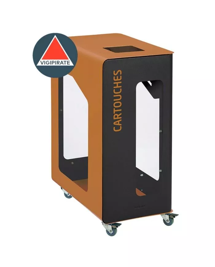 Poubelle de tri - de TERACUB VIGIPIRATE 90L - MARRON CARTOUCHES - Corps Gris Manganèse - poubelle compartimentée, conteneur de Poubelle de tri - de TERACUB VIGIPIRATE 90L - MARRON CARTOUCHES - Corps Gris Manganèse - poubelle compartimentée, conteneur de