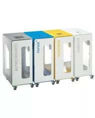 Poubelle de tri - de TERACUB VIGIPIRATE 90L - VERT VERRE - Corps Gris manganèse - gestion des déchets en entreprise, poubelle