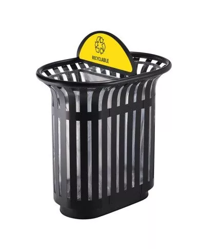 Poubelle de tri - TERALIP 2 x 60 L - Avec Totem - Anthracite Mat - Extérieur - tri des déchets professionnels, poubelle de tri Poubelle de tri - TERALIP 2 x 60 L - Avec Totem - Anthracite Mat - Extérieur - tri des déchets professionnels, poubelle de tri