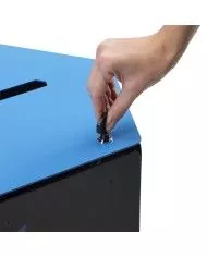 Poubelle de tri - design TERAHEX 50L - BLEU PAPIER - Corps Gris Manganèse - bac de tri design, corbeille recyclage bureau,