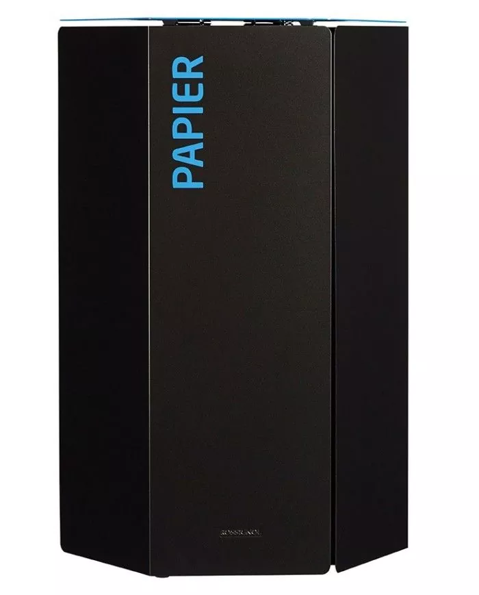 Poubelle de tri - design TERAHEX 50L - BLEU PAPIER - Corps Gris Manganèse - tri des déchets professionnels, solution tri