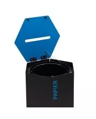 Poubelle de tri - design TERAHEX 50L - BLEU PAPIER - Corps Gris Manganèse - conteneur de recyclage, solution tri sélectif,