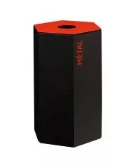 Poubelle de tri - design TERAHEX 50L - ROUGE METAL - Corps Gris Manganèse - poubelle de tri sélectif, meuble de tri durable,