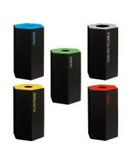 Poubelle de tri - design TERAHEX 50L - JAUNE PLASTIQUE - Corps Gris Manganèse - tri des déchets professionnels, recyclage