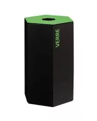 Poubelle de tri - design TERAHEX 50L - VERT VERRE - Corps Gris Manganèse - corbeille recyclage bureau, station de tri moderne,