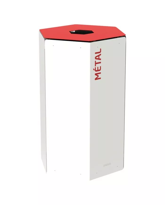 Poubelle de tri - design TERAHEX 50L - ROUGE METAL - Corps Blanc - station de tri moderne, mobilier de tri écologique, tri des Poubelle de tri - design TERAHEX 50L - ROUGE METAL - Corps Blanc - station de tri moderne, mobilier de tri écologique, tri des