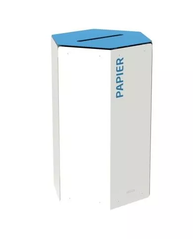 Poubelle tri sélectif design TERAHEX 50L - BLEU PAPIER - Corps Blanc
