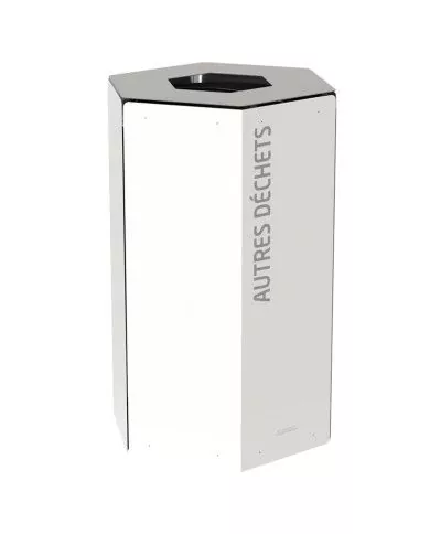 Poubelle tri sélectif design TERAHEX 50L - GRIS AUTRES DECHETS - Corps Blanc