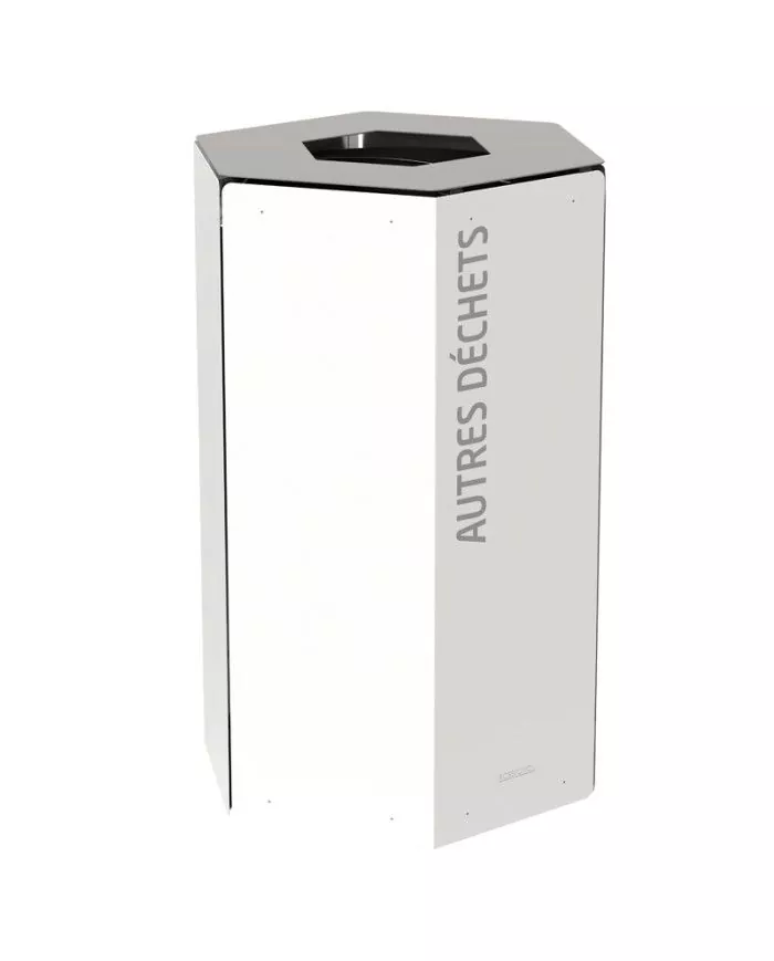 Poubelle de tri - design TERAHEX 50L - GRIS AUTRES DECHETS - Corps Blanc - tri des déchets professionnels, recyclage déchets Poubelle de tri - design TERAHEX 50L - GRIS AUTRES DECHETS - Corps Blanc - tri des déchets professionnels, recyclage déchets